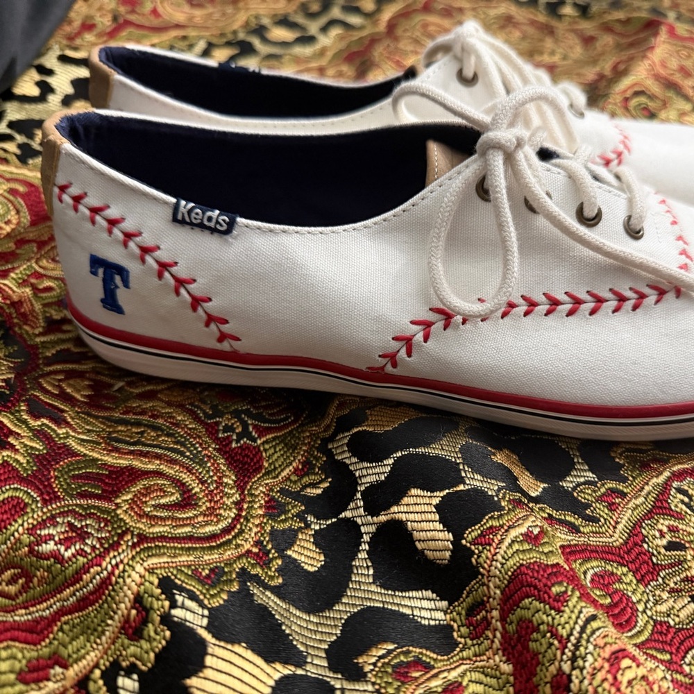 Keds Texas Rangers White Sneakers with Red Accents